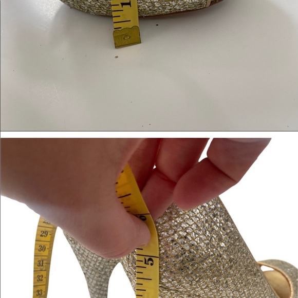 Badgley Mischka Humbie II Metallic Glitter Fishnet Open-Toe Pump Size 7M - Picture 5 of 5